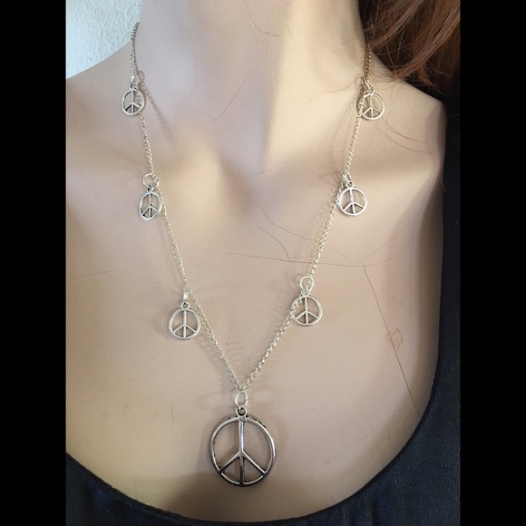 '60's Peace Sign Necklace and Earrings Set - Picture 2 of 11